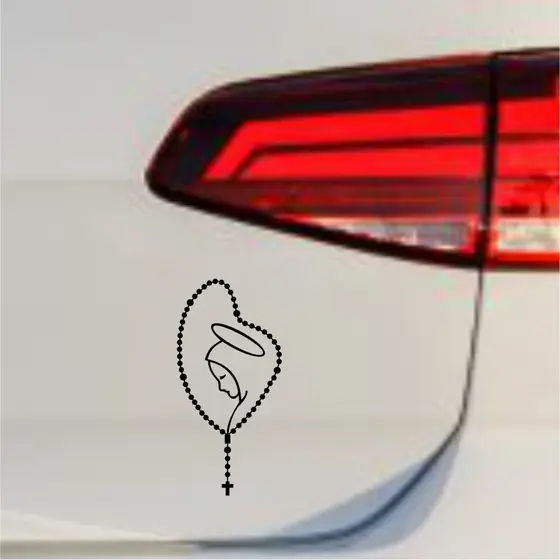Adesivo De Carro - Terço Nossa Senhora Branco ou Preto