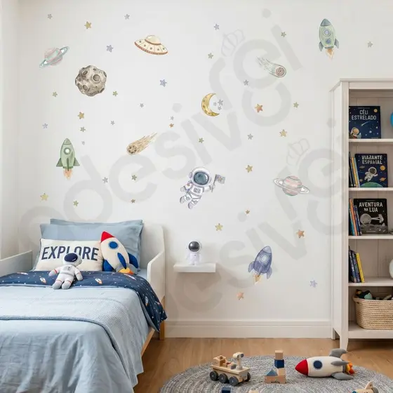 Adesivo de Parede Astronauta Baby – Decoração Infantil Espaço Sideral