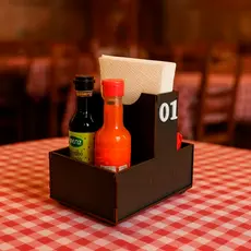 Kit Organizador para Bar e Restaurante Lachonete Galheteiro Porta Guardanapo e Molho em MDF