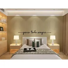 Linda Frase Decorativa para Quarto do Casal "Para Todo Sempre" em Madeira Mdf 3mm