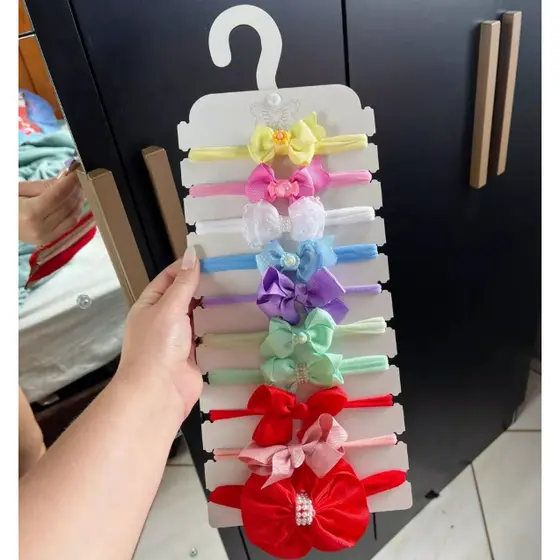 Cabide Porta Faixa Bebê Organização dos Laços e Tiaras em MDF de 3 mm Branco