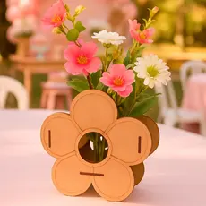 Cachepô Margarida Vazado MDF Cru 18,5cm | Decoração Delicada e Moderna + Fácil Montagem