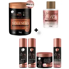 Kit para Cachos Gelatina Capilar Shampoo condicionador ativador de cachos mascara umectante e oleo