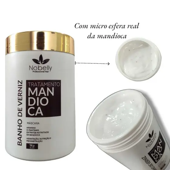 Hidratação de Mandioca Profissional  1Kg para cabelos Opacos e sem vida