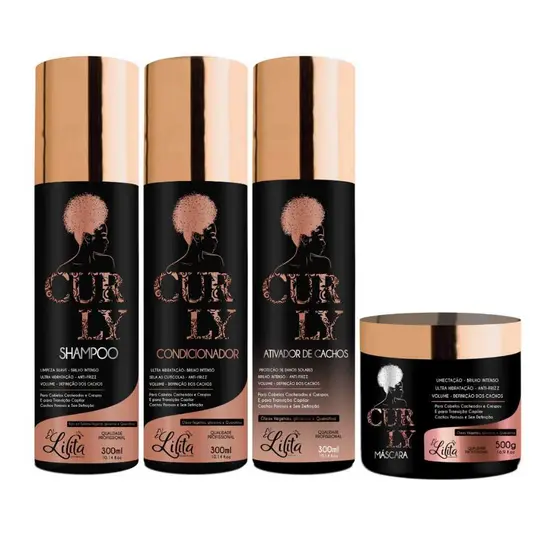 Kit Ativador de Cachos poderoso com 4 Produtos Shampoo Condicionador Mascara e  Finalizador