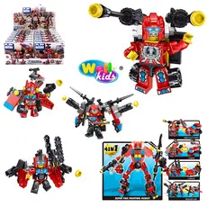 4 Robo de montar | Modelos* Ambulancia - Bombeiro - Lancha - Aviao Mega Robo PlayBox AutoBot -Wellmix