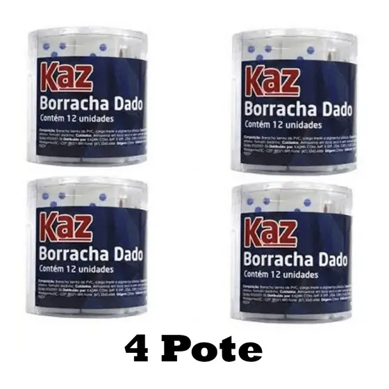 4 Potes de borracha de Dado (12 Borrachas cada pote)