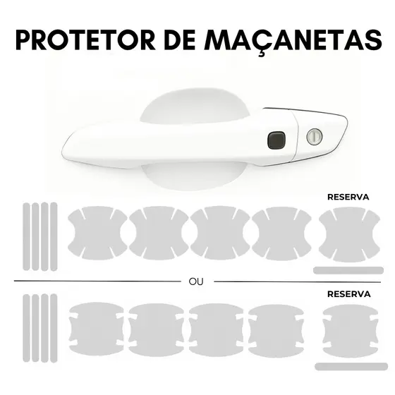 Protetores de Maçaneta e Soleira de Carro - RESINADO OU PELÍCULA - Transparente e Universal