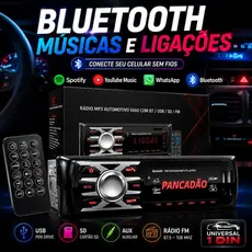 Aparelho De Som Carro Radio Automotivo Bluetooth Pendrive Sd Rádio