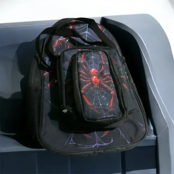 Mochila Infantil Homem Aranha - Compacta, Resistente e Leve para Creche e Pré Escola kit 3 peça .