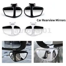 1 Par De Espelhos Auxiliares Para Espelho Retrovisor De Carro 360 ° De Ponto Cego Ajustável Rotativo Convexo Grande Angu