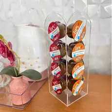 Suporte para Capsulas de Cafe Compativel 3 Corações Modelo Torre 4 Cores em Acrilico