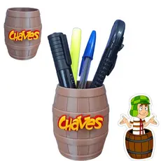 Porta Objetos De Mesa Para Lápis Caneta Formato Barril Chaves