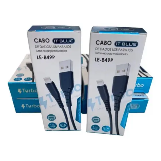 Cabo de Dados e Carregador para iPhone, iPad e iPod IT-BLUE LE-849P - Turbo Fast Charge 3.1A | 1M