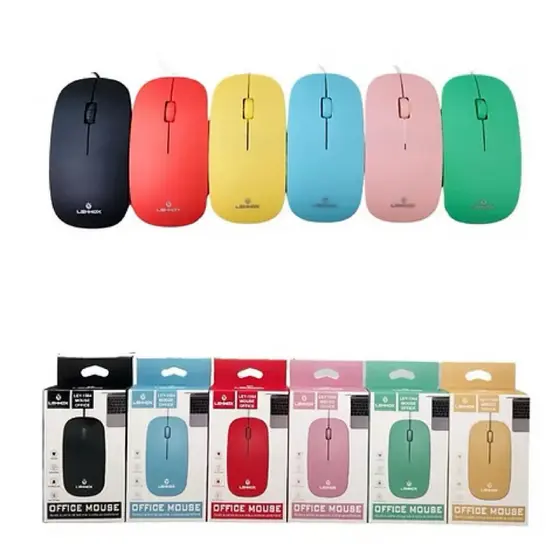 MOUSE OFFICE COLORS C/ FIO USB | Lehmox Slim Ergonômico | Design Moderno Notebook PC