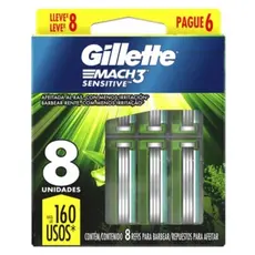 Carga Para Aparelho De Barbear Gillette Mach3 Sensitive 8 unidades