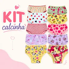 Kit 5 até 10 Calcinha Infantil com Forro algodão Estampada De 1 a 9 Anos Conforto meninas criança
