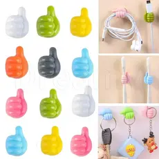 1/4/10Pcs Cabo De Alimentação De Dados De PVC Portátil Colorido Aleatório Rack De Fixação/Carregamento Em Forma De Polegar Gancho Fixo/Mini Clipes Organizadores De Cabos Fofos/Suporte De Armazenamento De Fios Autoadesivo