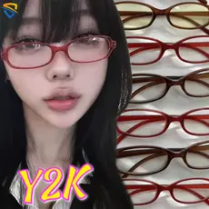 Y2K Meninas Pequeno Quadrado Oval Óculos Feminino Na Moda Vermelho Verde Quadro Ao Ar Livre Fotografia Adereços