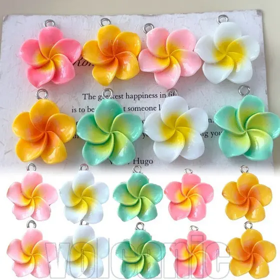 10/20/40 Unidades Pingente De Plumeria De Resina-Brinco De Colar-Para Fazer Joias Flores De Ovo Gradiente-Acessórios De