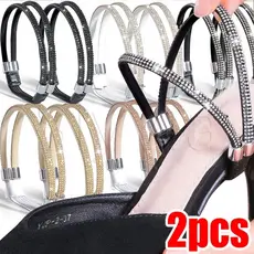 Correia Antiderrapante Para Calcanhar Cinto Preguiçoso 2Pcs Auto-Adesivo Ajustável Tornozelo Feminino Elástico De Fixação Com Fivela De Salto Alto Rhinestone Decorações