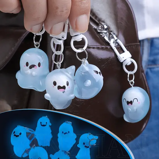 Chaveiro Azul Luminoso-Presentes Para Melhores Amigos , Amantes-Amuletos Pendurar Bolsas-Que Brilha No Escuro-Halloween