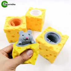 Brinquedos Descompressivos Para Crianças De Rato De Queijo Pop up Funny Cheese Block Squeeze Toy Kids Fidget Sensory Presente