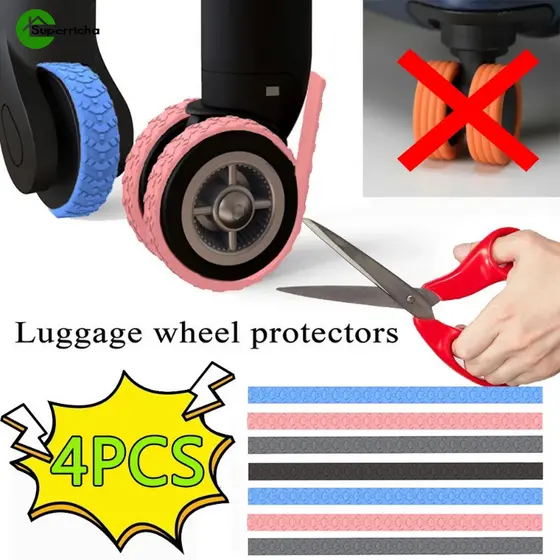 Capa De Proteção Para Rodas De Redução De Ruído-Universal Antidesgaste-Adesivos Protetores De Silicone Rolos De Malas De Corte-Acessórios Autoadesivos Bricolagem