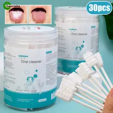 Para Oral Care-Escova De Dentes De Gaze Macia-Esfregaço De Algodão Descartável-Bastão De Limpeza-Limpador De Língua30Pcs