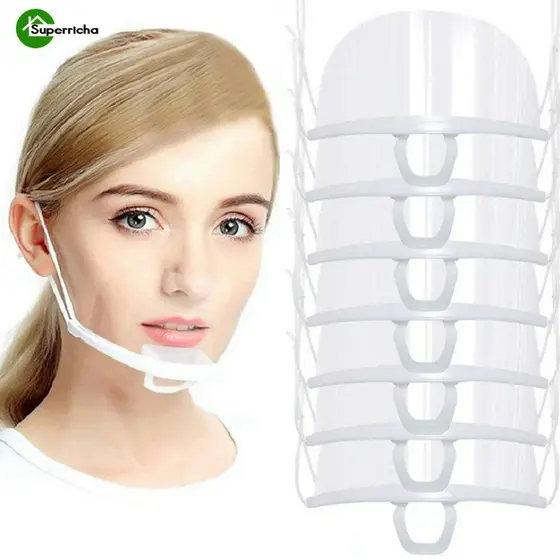 Máscara De Cozinha À Prova De Respingos-Para Cozinheiro De Restauração-Proteção Sanitária Plástica Bucal-1/5Pcs Segurança Higiênica Transparente-Reutilizável , Anti-Embaciamento Saliva