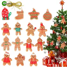 12 Peças De Enfeites De Homem-Biscoito Para Árvore De Natal/Estatuetas De Gengibre De Plástico Variadas Mini Pingente De