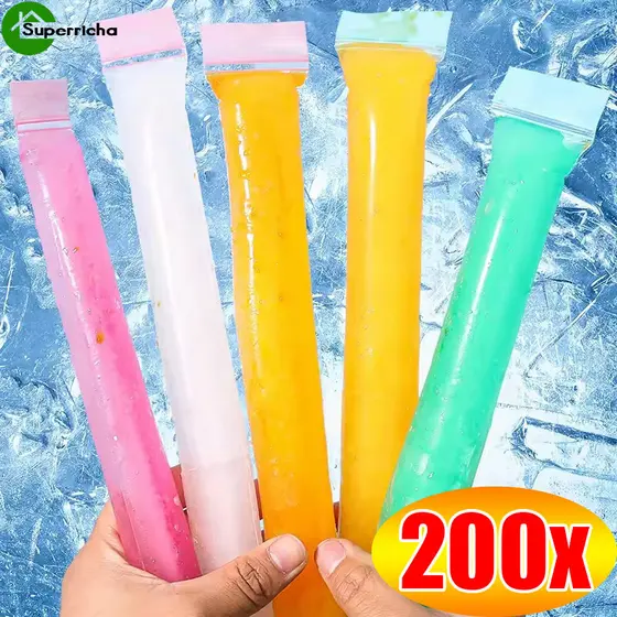 Saco Descartável Para Picolé De Gelo De 200 Unidades-Autovedante Qualidade Alimentar De Iogurte Smoothies De Suco De Fru