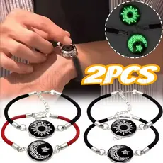 Pulseiras Luminosas De Casal Sun Moon – Mulheres Homens Diárias Confortáveis Ajustáveis Pulseira Combinando Com Corda Tr
