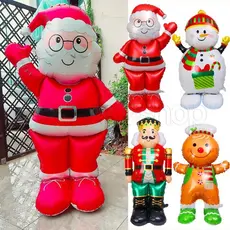 [Destaque] Balões De Alumínio Para Decoração De Natal-Balão Inflável De Filme De Boneco De Neve De Papai Noel-Com Padrão