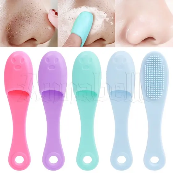 Escova Esfoliante E Limpeza De Pele/De Lavagem De Dedo De Silicone Macia/Massagem Manual Para Limpar Poros Nariz/Mini Ferramenta Portátil De Cuidados Faciais