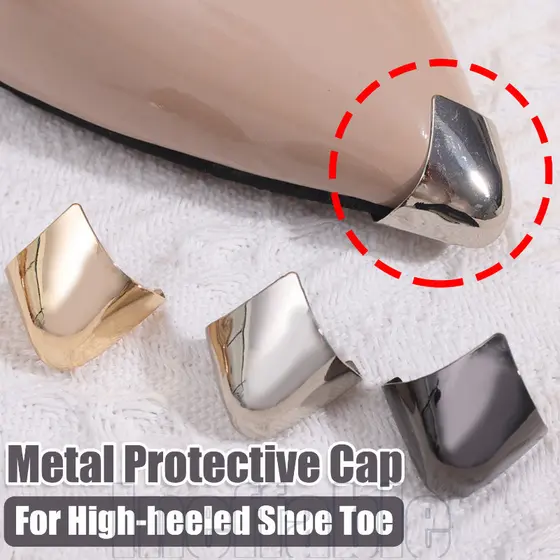 5 Pares De Tampa Protetora De Dedo Do Pé De Sapato De Salto Alto-De Ponta Metal-Decoração-Antidesgaste , Anti-Riscos Chu