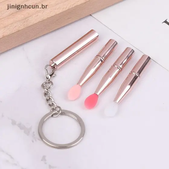 jinignhcun 1 Pçs Multifuncional Silicone Lábio Escova Portátil Com Capa Chaveiro À Prova De Poeira Lipsti Sombra De Olho