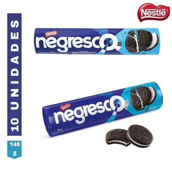 Kit 10 Biscoito Recheado Baunilha Negresco Nestlé 140g - Super Oferta
