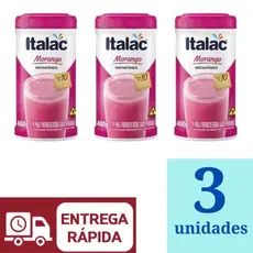 Bebida de Morango em Pó Italac 400g Kit 3
