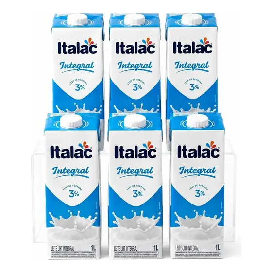 6 Caixinhas De Leite Uht Integral Italac 1l