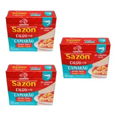 Kit 3 Caldo De Camarão Em Pó Sazon Com 5 Sachês De 6,5g