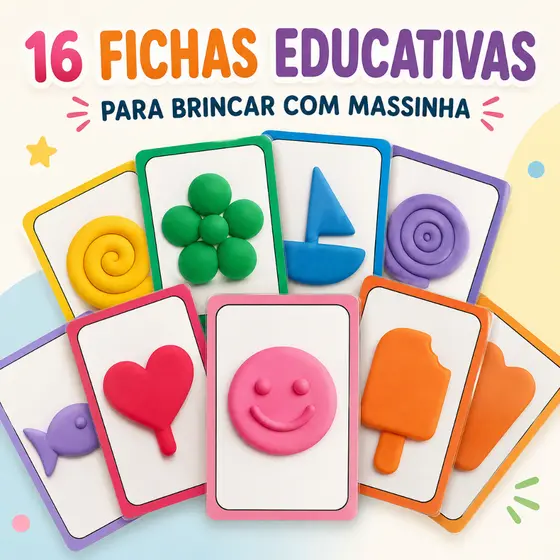 Fichas Educativas Atividade Com Massinha 16 Unidades Plastificados Jogo para Modelar Coordenação Motora