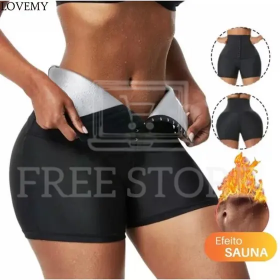Cinta Modeladora Short Calças Sauna Perda De Peso Emagrecimento Short Treinamento