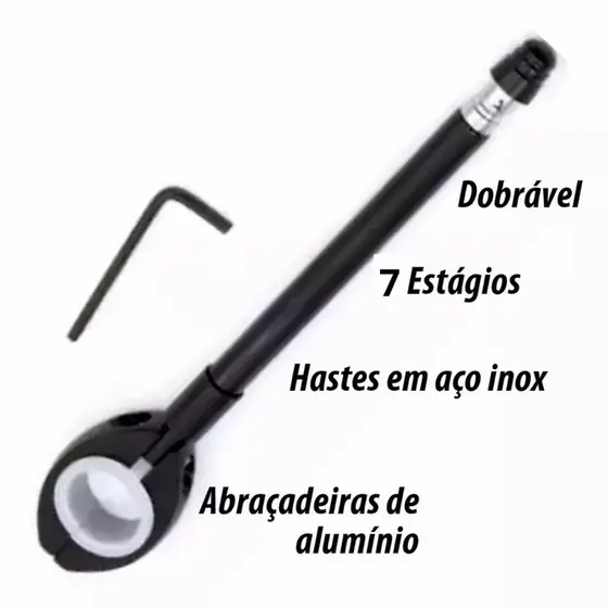 Antena Corta Linha de Pipa Retrovisor 6 Estagio Preto e Prata