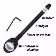 Antena Corta Linha de Pipa Retrovisor 6 Estagio Preto e Prata