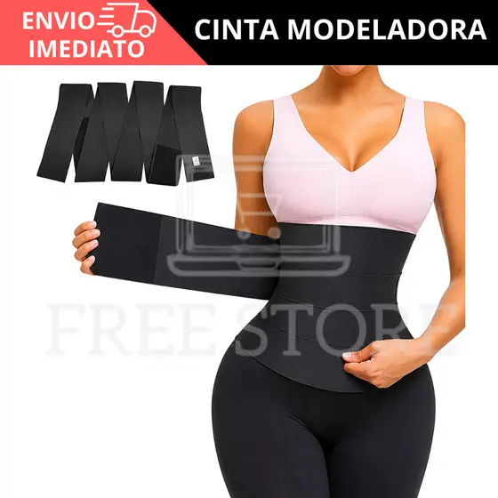 Faixa Modeladora Ajustável 5 Metros Compressão Abdominal Unissex Fecho Regulável Cinta Modeladora