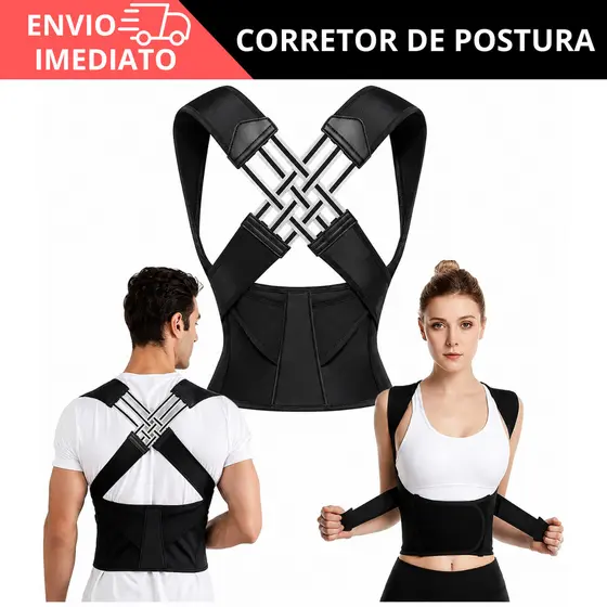 Cinta de Corretor Postural Unissex Alivio de Dor Ajustavél a Postura Com Velcro