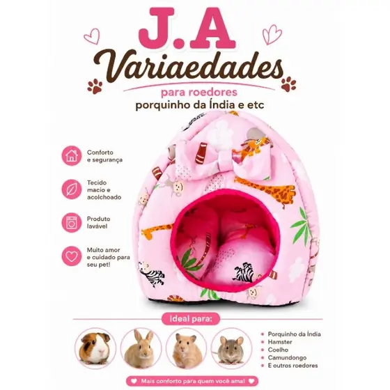 🐹 Caminha para Porquinho-da-Índia em Tricoline com Laços (não é para gato)