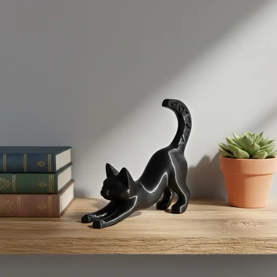 Escultura Decorativa Gato Preto – Design Moderno e Elegante