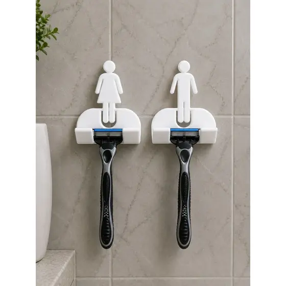 Suporte para lâmina de barbear com fita dupla face organizador de banheiro barbeador masculino feminino